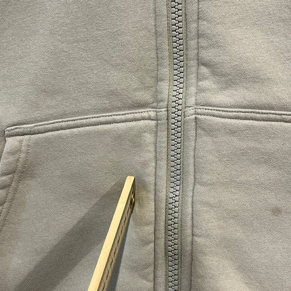 Comfrt Full Zip Hoodie Unisex Large Taupe Beige Utility Sleeve Pockets Fleece - Picture 7 of 9